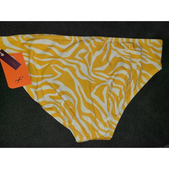 Freely Bikini Bottom Women's XL Yellow Basic Hipster Zebra Print Swimwear  (AH) - Picture 2 of 4